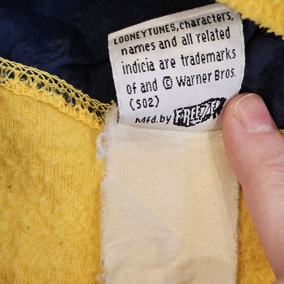 90s Looney Tunes Taz Graphic Hoodie Fleece Hooded Sweatshirt Quarter Zip 2X - Picture 9 of 9